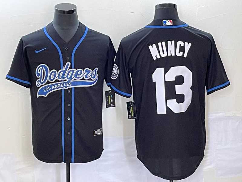 Men%27s Los Angeles Dodgers #13 Max Muncy Black With Patch Cool Base Stitched Jersey->los angeles dodgers->MLB Jersey